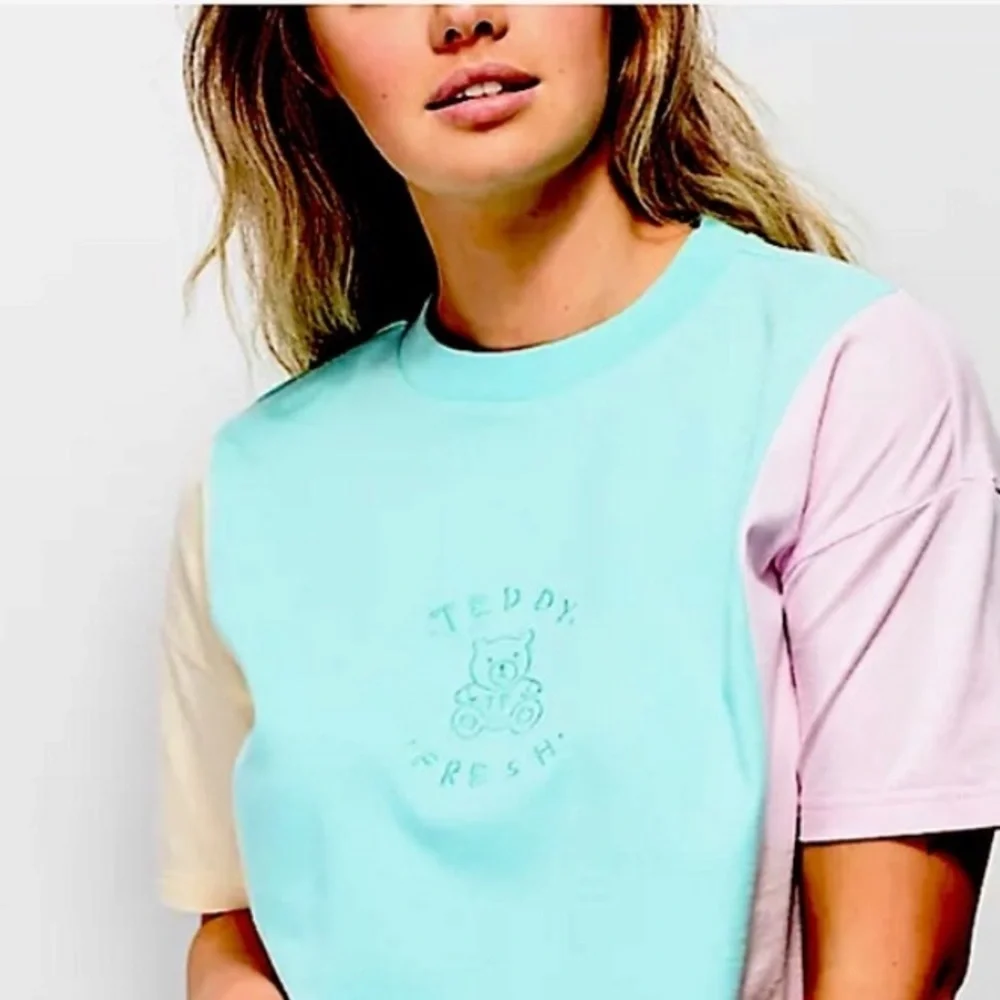 Teddy Fresh Colorblock Tee in Blue, Pink, and Cream - Picture 11 of 12